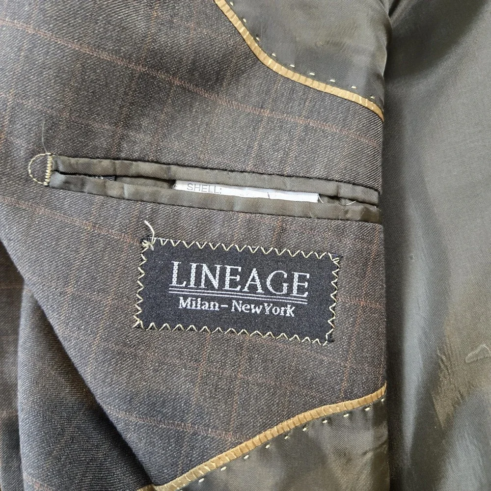Lineage High Twist Microtech Men's Sport Coat Plaid Suit Jacket Measures 48R‎